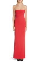 Women's Brandon Maxwell Strapless Ribbed Bodice Crepe Gown - Red