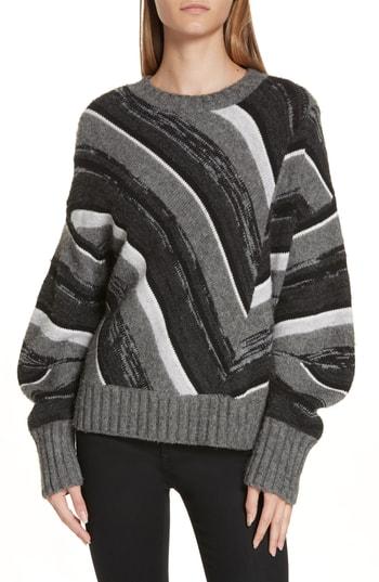 Women's Helmut Lang Wool & Cashmere Ombre Stripe Sweater - Grey