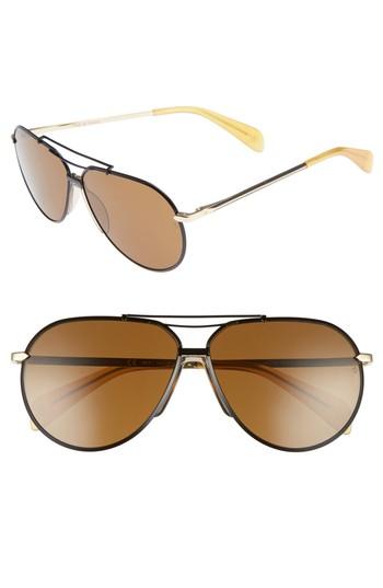 Men's Rag & Bone 61mm Aviator Sunglasses - Black Gold