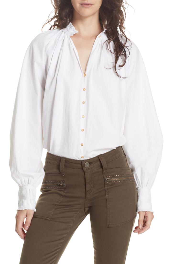 Women's Cece Victoria Contrast Collar Tie Sleeve Floral Blouse