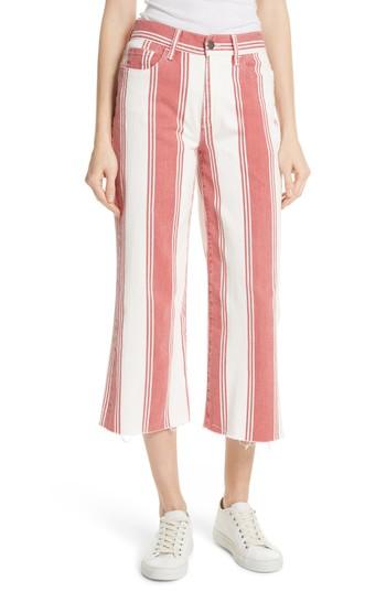 Women's Frame Vintage Stripe Crop Jeans - Red