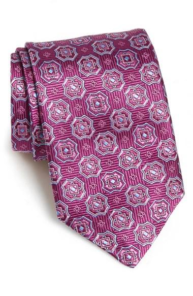 Men's David Donahue Medallion Silk Tie, Size - Pink