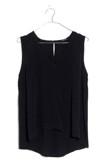 Women's Madewell Daybloom Popover Crepe Tank, Size - Black