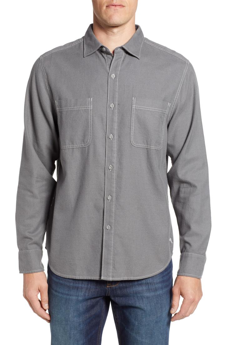 Men's Tommy Bahama Bonfire Beach Flannel Shirt, Size - Black
