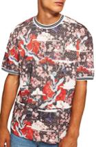 Men's Topman Japanese Tile Print Short Sleeve Sweatshirt - Red