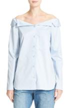 Women's Tibi Notch Collar Off The Shoulder Poplin Shirt