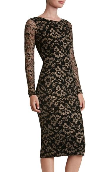 Women's Dress The Population Emery Lace Body-con Midi Dress - Black