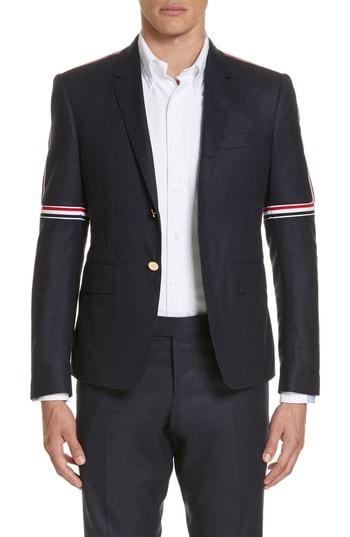 Men's Thom Browne Stripe Trim Sport Coat - Blue