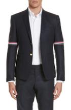 Men's Thom Browne Stripe Trim Sport Coat - Blue