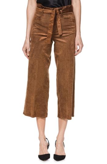 Women's Paige Sutton Paperbag Crop Wide Leg Corduroy Pants - Brown