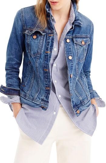 Petite Women's J.crew Denim Jacket, Size P - Blue