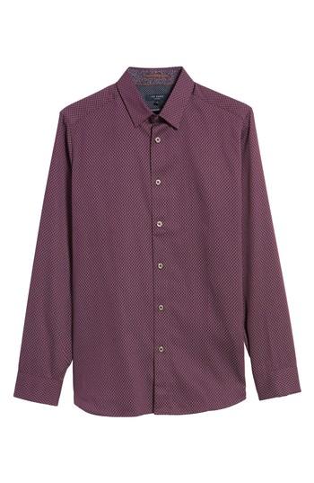 Men's Ted Baker London Modern Slim Fit Print Sport Shirt (l) - Purple