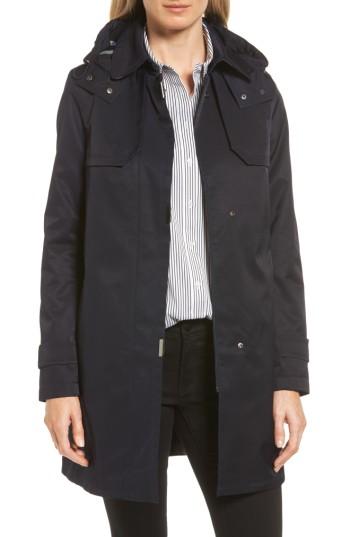 Women's Gallery A-line Swing Raincoat With Detachable Hood & Liner