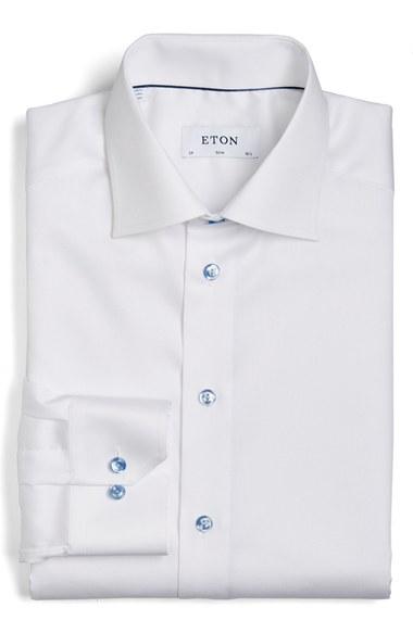 Men's Eton Slim Fit Solid Dress Shirt - White