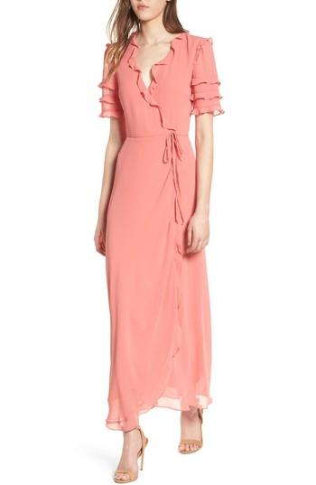 Women's Wayf Ruffle Wrap Gown - Coral
