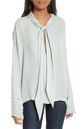Women's Theory Silk Scarf Shirt - Green