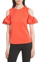 Women's Ted Baker London Cold Shoulder Pleated Sleeve Top - Red