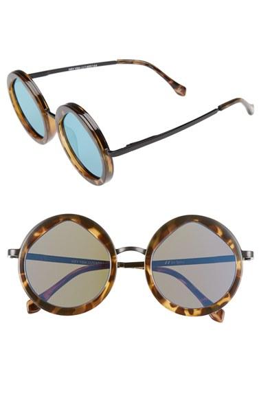 Women's Le Specs Hey Yeh 50mm Round Sunglasses - Volcanic Tort/ Black
