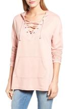 Women's Caslon Lace-up Hooded Sweatshirt - Pink