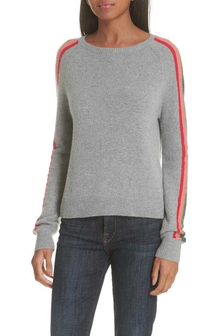 Women's Allude Rainbow Stripe Merino Wool Blend Sweater