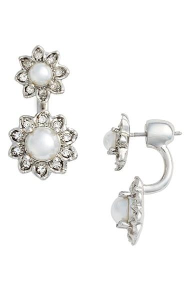 Women's Marchesa Crystal & Imitation Pearl Ear Jackets