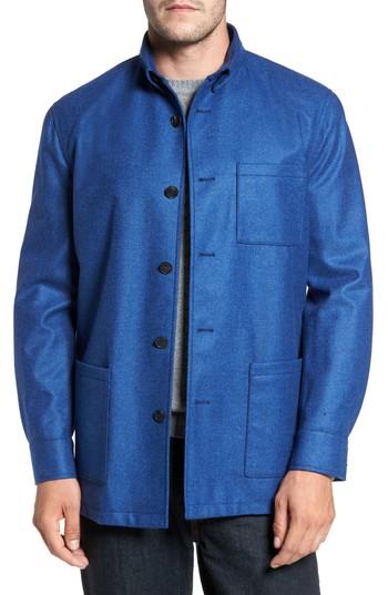 Men's David Donahue Loro Piana Storm System Shirt Jacket - Blue