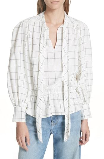 Women's Joie Pitrel Plaid Blouson Top - White