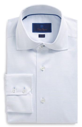 Men's David Donahue Trim Fit Textured Dress Shirt - 32/33 - Blue