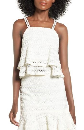 Women's Moon River Crochet Flounce Crop Top - White