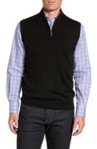 Men's Peter Millar Crown Soft Merino Blend Quarter Zip Vest, Size - Black
