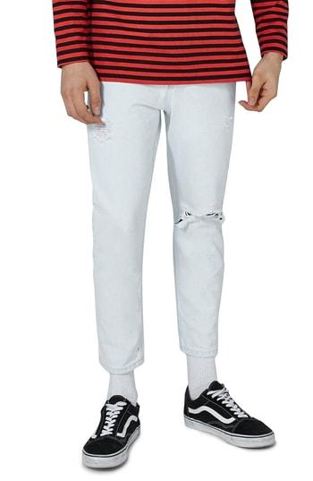 Men's Topman Tapered Fit Ripped Jeans X 32 - Blue