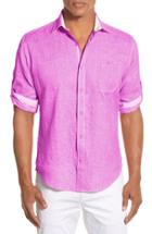 Men's Bugatchi Shaped Fit Solid Sport Shirt - Pink