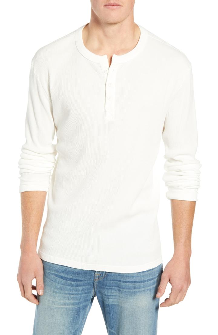 Men's Frame Slim Fit Long Sleeve Waffle Knit Henley - Ivory