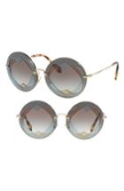 Women's Miu Miu 62mm Layered Heart Round Sunglasses - Lite Blue Gradient