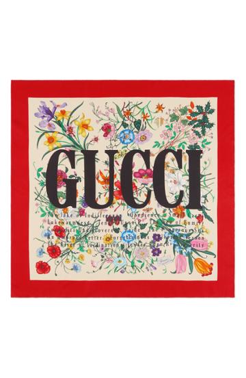 Women's Gucci Flora City Square Silk Scarf, Size - Red