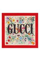 Women's Gucci Flora City Square Silk Scarf, Size - Red