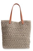Nordstrom Packable Raffia Crochet Tote - Grey