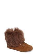 Women's Ugg Antoine Fur Cuff Sneaker .5 M - Brown