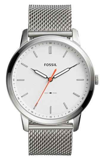 Men's Fossil Minimalist Mesh Bracelet Watch, 44mm