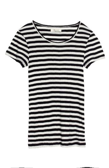 Women's Madewell Piper Linguini Stripe Tee, Size - Black