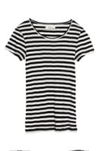 Women's Madewell Piper Linguini Stripe Tee, Size - Black