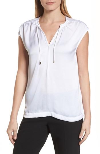 Women's Boss Enisy Tie Neck Top - White