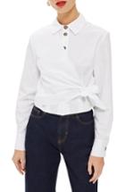 Women's Topshop Poplin Wrap Shirt Us (fits Like 0) - White
