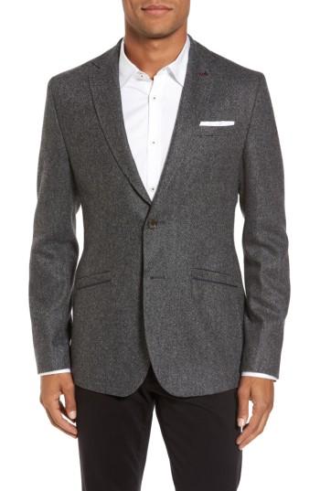 Men's Ted Baker London Modern Slim Fit Textured Blazer (xxl) - Black