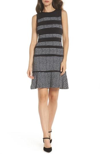 Women's Michael Michael Kors Houndstooth Stripe Dress - Black