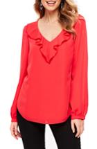 Women's Wallis Ruffle Neck Blouse Us / 12 Uk - Pink