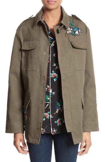 Women's Red Valentino Embroidered Cotton Gabardine Jacket Us / 38 It - Green