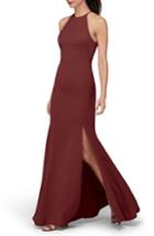 Women's Watters Mical Bellessa Stretch Crepe Gown - Red