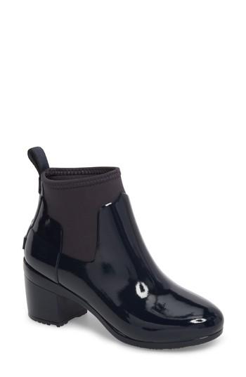 Women's Hunter Original Refined Gloss Chelsea Rain Bootie M - Blue