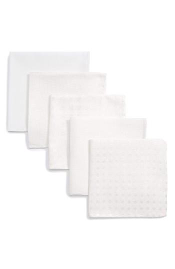 Men's The Tie Bar Basic White 5-pack Pocket Squares, Size - White